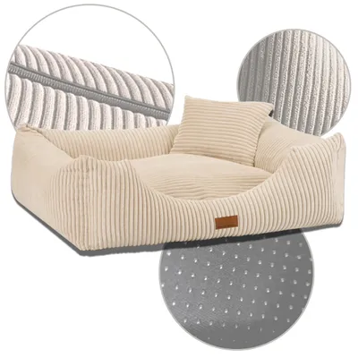 Produktbild von Adgo Hundebett und Katzenbett mit Rand und Höhle, 100% Polyester, viele Farben, 0,6 m Breite, 0,2 m Höhe, sicher, weich, pflegeleicht, waschbar 40 Grad, komfortabel