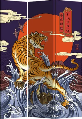 Image de Fine Asianliving Paravent Séparation de pièce Mur espagnol Room Divider Séparateur de pièce Protection visuelle Japonais Oriental Chinois L120xH180cm Toile imprimée double face Asiatique