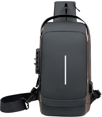 Imagen del producto de Bolsa de hombro Unyqoos® con puerto de carga USB y candado numérico, impermeable y resistente a arañazos, reflectante, con múltiples compartimentos para viajes y uso diario