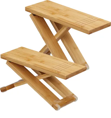 Produktbild von Relaxdays Toilettenhocker, 2-teilig, Stuhlgang Unterstützung, WC Hocker Erwachsene, Bambus, HxBxT 23 x 12 x 31 cm, natur