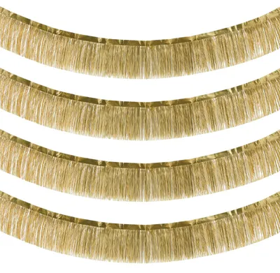 4er Set Oropel-Gardine, Partydekoration, 300 x 30 cm, Gold