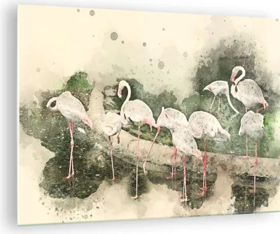 Produktbild von Bilder auf glas - Flamingo Vogel Wasser - 70x50cm - Glasbilder - Wandbilder - Kunstdruck - zum Aufhängen bereit - Wanddekoration aus Glas - Glas Bilder - Wandbild auf Glas - Einteilig - GAA70x50-3462