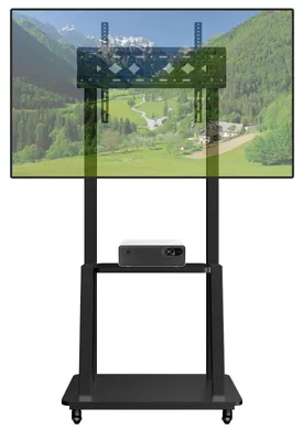 Immagine prodotto di Supporto TV mobile per televisori da 32-75 pollici, con capacità di carico fino a 50 kg, regolabile in altezza, rotazione di 90° e compatibile con standard VESA 400x400 mm
