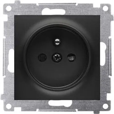 Produktbild von Einzelsteckdose mit Erdung und Shutter, schwarz Simon 54 DGZ1Z.01/49 Kontakt-Simon
