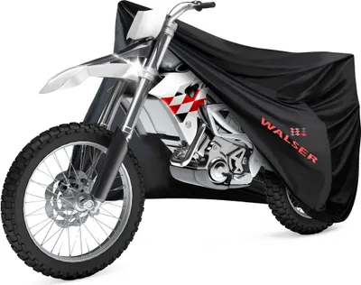 Immagine prodotto di WALSER, telo protettivo per moto da interno, taglia XL, 255x110x135 cm - Copertura elastica e traspirante per moto, protezione antipolvere, telo XXL per moto di grandi dimensioni e chopper, garage per moto da interno, colore nero, inclusa una custodia