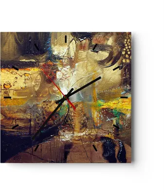 Produktbild von Wanduhr - Quadrat - Glasuhr - Abstraktion modern - 30x30cm - Schleichendes Uhrwerk - Lautlos - zum Aufhängen bereit - Dekoration Modern - Wanddekoration aus Glas - C3AC30x30-3483