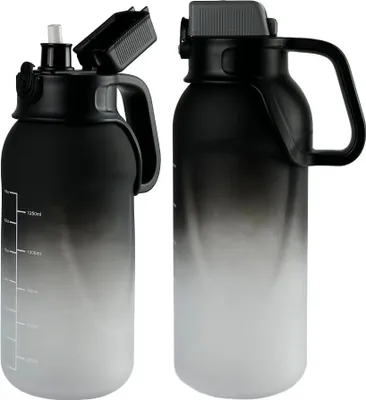 Produktbild von Dreifarbige Sportflasche: Tragbare Flip-Top-Trinkflasche mit Strohhalm, 2000 ml Outdoor-Wasserflasche mit großer Kapazität, BPA-frei, Farbe A