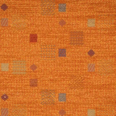 Produktbild von Möbelstoff Meterware Bezugsstoff Chenille WALSUM Kästchen orange 140cm orange-bunt