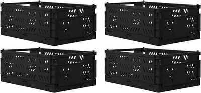 Obrázek produktu pro Sada 4 skládacích boxů, 35 x 23 x 14 cm, černá