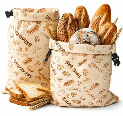 Produktbild von Bienenwachs Brotbeutel - Wiederverwendbar aus Leinen - Zur Aufbewahrung von n - 2 Stück 43x33 cm