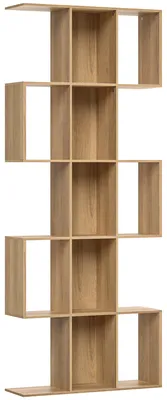 Immagine prodotto di Libreria Scaffale a 5 Livelli a S 80x24x200 cm con 15 Ripiani in Legno Color Rovere