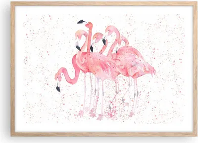 Produktbild von Gerahmtes Poster - Rahmen in heller Eiche - Flamingo Vogel Wasser - 70x50 cm - Wand Bild - Wanddeko - Wandbilder - Wandposter - Bilderrahmen - Bilder - Kunstdruck - Wandbild - P2NAA70x50-3899
