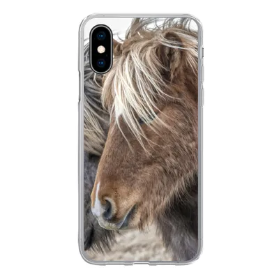 Produktbild von MuchoWow® Handyhülle Schutzhülle Hülle für iPhone X Pferde - Natur - Makro Silikon Softcase Handy Hülle - Handyhülle