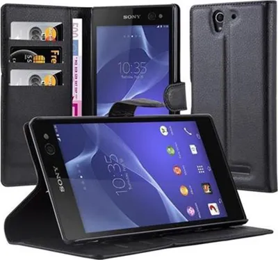 Obrázek produktu pro Cadorabo pouzdro pro Sony Xperia C3 Protective Case in Black Kryt na mobilní telefon s magnetickým zavíráním