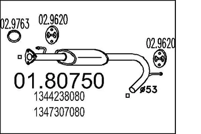 Produktbild von MTS 01.80750 Mittelschalldämpfer Schalldämpfer für FIAT DUCATO Kasten (244) DUCATO Pritsche/Fahrgestell (244) DUCATO Bus (244, Z) für CITROËN