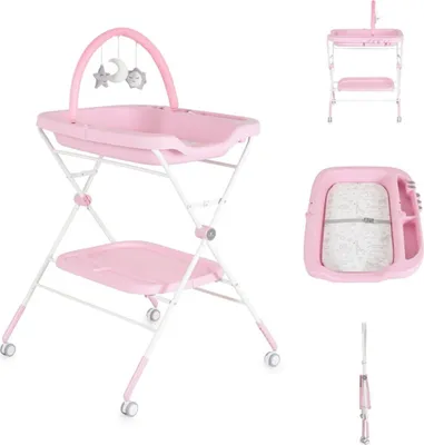 Produktbild von Cangaroo Wickeltisch Croco klappbar Spielbogen Räder Bremse höhenverstellbar rosa