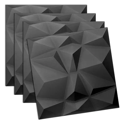 Produktbild von Verdico | 3D Wandpaneel Polystyrol - 50x50 cm - Schwarz - Stilvolles Design - Hochwertige Wandverkleidung, Wand- & Deckenverkleidung