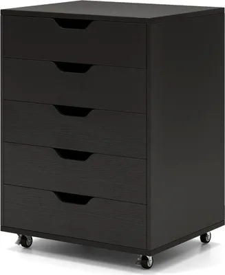 Immagine prodotto di Mobiletto portadocumenti con 5 cassetti, nero, 49x41x66 cm