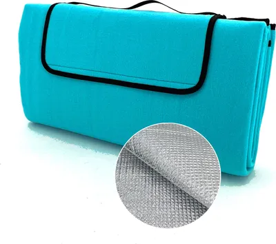 Produktbild von heimtexland XL Picknickdecke wasserdicht Outdoor Strandmatte Isomatte waschbar Campingdecke faltbar mit Tragegriff Festival Zelten Picknick Strand Decke Typ549 Petrol 200x200 cm