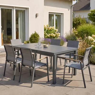 Produktbild von bellavista - Home&Garden® Boston 2 Gartenmöbel-Set Ausziehtisch 180–240 cm 6 Stapelstühle
