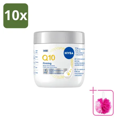 Imagen del producto de 10 unidades de crema corporal NIVEA Q10, reafirmante y rejuvenecedora, 400 ml, pack ahorro