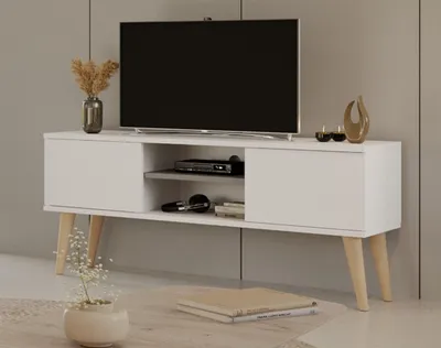 Zdjęcie produktu dla Nowoczesna Szafka Rtv Biała 120 Cm, Skandynawski Styl - Elegancki Design