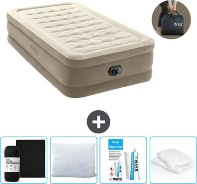 Produktbild von Einzelbett - 99 x 191 x 46 cm - Beige - inkl. Pumpe - Bettwäsche - Kissen - Kissenbezug und Reparaturset