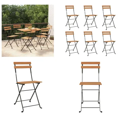 Produktbild von vidaXL Bistrostühle 6 Stk. Klappbar Massivholz Teak und Stahl - Klappbarer Bistrostuhl - Klappbare Bistrostühle - Gartenmöbel - Outdoor Möbel