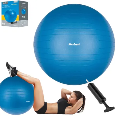 Produktbild von Rebel RBA-3100 Gymnastikball 65 cm mit Handpumpe, blau