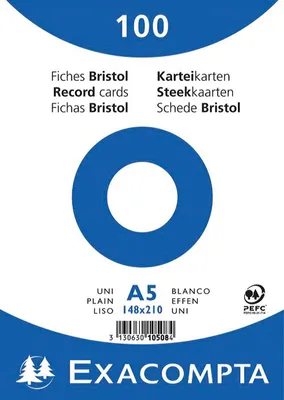 Produktbild von Exacompta Karteikarte 10508E DIN A5 blanko weiß 100 St./Pack.