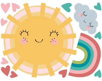 Produktbild von Wandaufkleber – SONNE VERLIEBT IN DEN REGENBOGEN – transparenter, selbstklebender Hintergrund – 50 x 65 cm