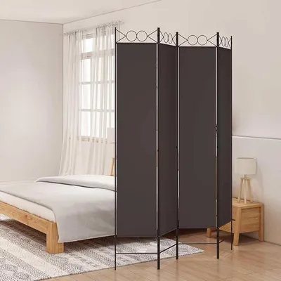 Imagen del producto de Separador de ambientes tipo biombo, color marrón, 160x220 cm, tela, 4 paneles, plegable, pantalla, ideal para salón, dormitorio, oficina, balcón, jardín, opaco, divisor, independiente, duradero