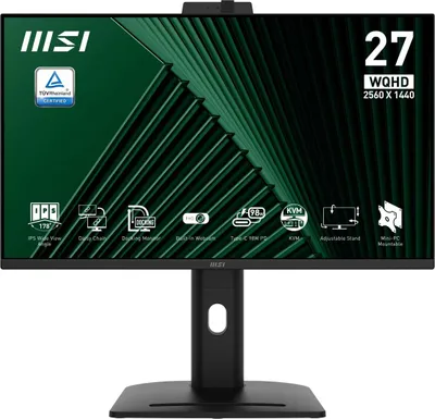 A marketing image of an MSI monitor, showcasing its features with icons and text.