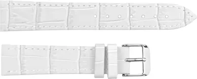 Produktbild von ClassicWatchStraps Leder-Uhrenarmband mit Krokoprägung - Weiß, 12 mm, Silber poliert