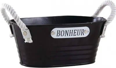 Produktbild von Ovaler Korb aus schwarz lackiertem Metall "Bonheur"