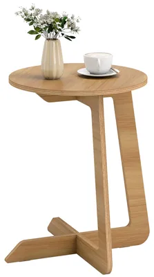 Produktbild von C-f?rmiger Beistelltisch, runder Beistelltisch, schnelle Montage fš¹r kleine R?ume, Wohnzimmer, Schlafzimmer, Natur