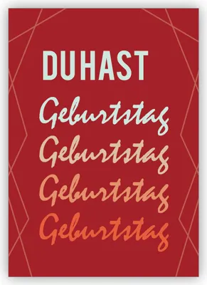 Produktbild von 4x Schöne rote Retro Typo Geburtstagskarte: Du hast Geburtstag Geburtstag Geburtstag Geburtstag