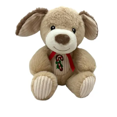 Produktbild von Kuscheltier Hund 25 cm hellbraun mit Schleife – Weiches Plüschtier Stofftier