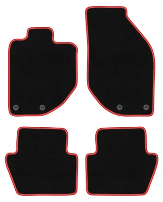 Obrázok produktu pre Velúrové autokoberce pre: Volvo C70 I 1997-2005 (kabriolet/kupé) – sada 4 ks, čierno-červené, na mieru – Wielganizator CARLUX