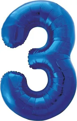 Produktbild von Folienballon Zahl 3, Farbe Blau, ca. 86 cm groß, geeignet für Helium und Luft