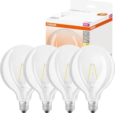Image de 4 x Osram LED Parathom filament ampoule G125 Globe 2,5W = 25W E27 clair 250lm blanc chaud 2700K