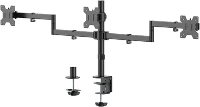 Immagine prodotto di Supporto per monitor - Braccio per monitor - Organizzazione della scrivania - Rotazione e inclinazione regolabili - Per 3 monitor - Nero