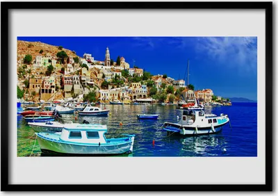 Produktbild von Bild 70x50 MDF-Rahmen Wandkunst Stadt Boot Sea Landschaft