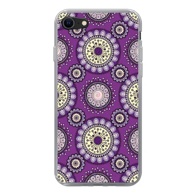 Produktbild von MuchoWow® Handyhülle Schutzhülle Hülle für iPhone SE 2022 Mädchen - Blumen - Lila - Muster - Mädchen - Kinder - Kinder Silikon Softcase Handy Hülle - Schutzhülle