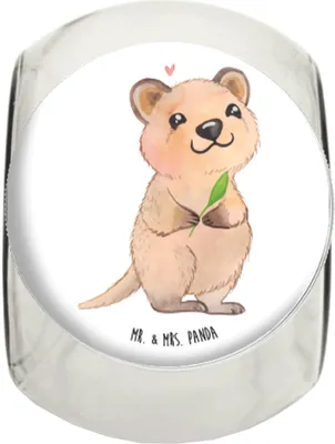 Produktbild von Mr. & Mrs. Panda Bonbonglas Quokka Happy XL 2000ml - Weiß - Geschenk, Vorratsglas, Frischhaltedose, Kaffeedose, Dinge Erledigen, Verschieben, Süßigkeiten Glas, Teedose