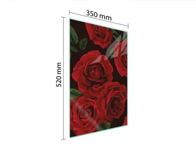 Produktbild von Herdabdeckplatte 35x52 Glaskeramikfeld Abdeckung Spritzschutz Glasplatte Deko Schneidebrett Rosen Rot