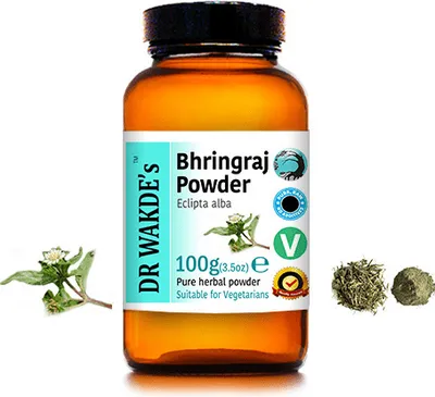 Produktbild von DR WAKDE'S Bhringraj Pulver (False Daisy | Eclipta alba) - 100 g (3,5 Unzen) | Rein, Raw & Getrocknetes Pulver | Ayurveda-Kräuter | Vegan |