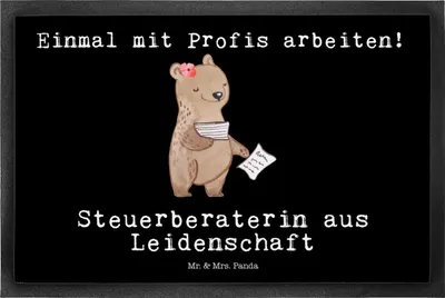 Produktbild von Mr. & Mrs. Panda Schmutzmatte Steuerberaterin Leidenschaft 50 x 75 cm - Schwarz - Geschenk, Fussmatte, Bodenvorleger, Sauberlaufmatte, Fußabtreter, fußmatte