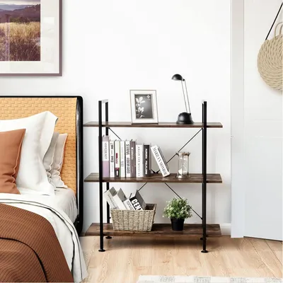 Produktbild von Lagerregal mit 3 Ebenen, freistehendes Regal mit Metallrahmen, industrielle Mehrzweckregal mit Kippvorrichtung für Wohnzimmer, Küche, Büro, 90 x 36 x 99 cm