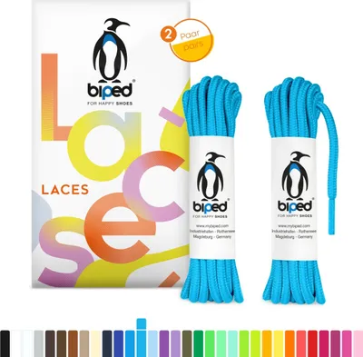 Produktbild von biped LACES 2 Paar reißfeste Schnürsenkel aus Polyester rund ø 4 mm z2914(#17 light blue,120 cm)
